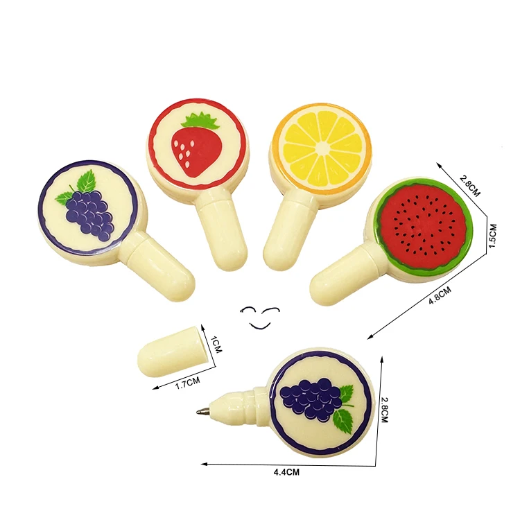 Plastic Lollipop Shape Fruits Ball-Point Pen Toys For Children Early Educational Toy