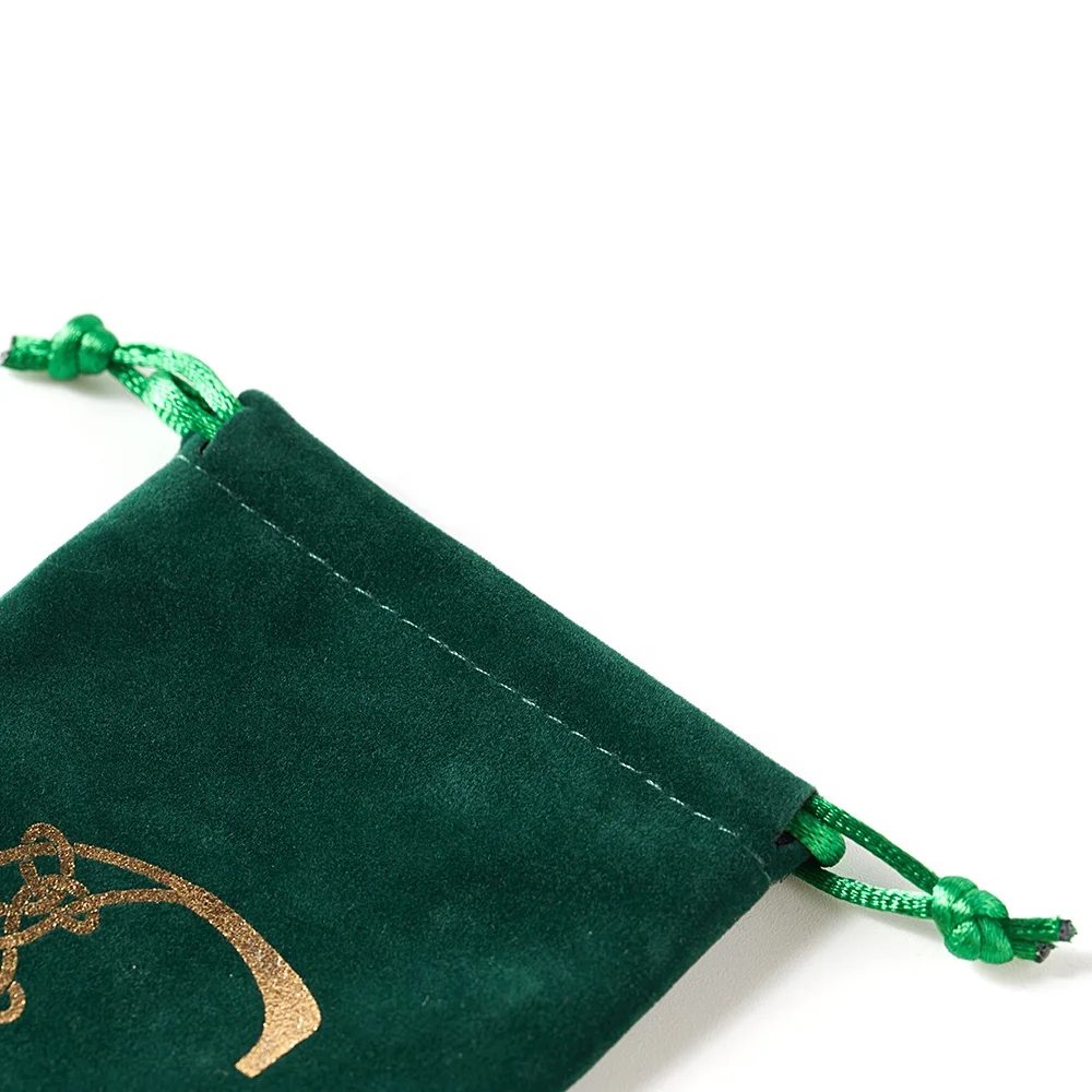 Manufacturer Wholesale Green Velvet Drawstring Bag High End Beautiful Velvet Storage Dust-proof Bag With Gold Stamping Logo