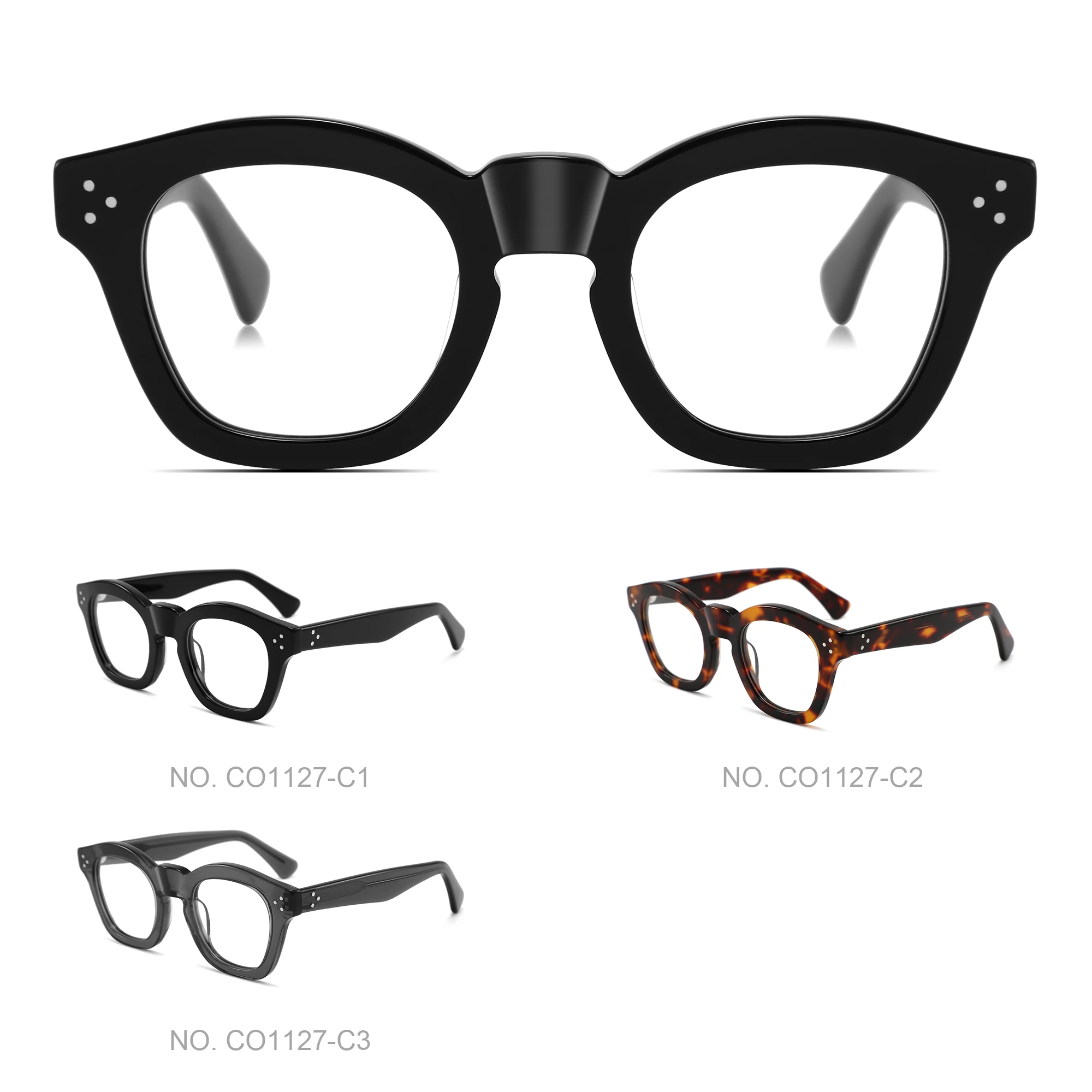 2023 Customized Metal Logo High Quality fashionable Thick Acetate Glasses Round Optical Frame For Mens Women