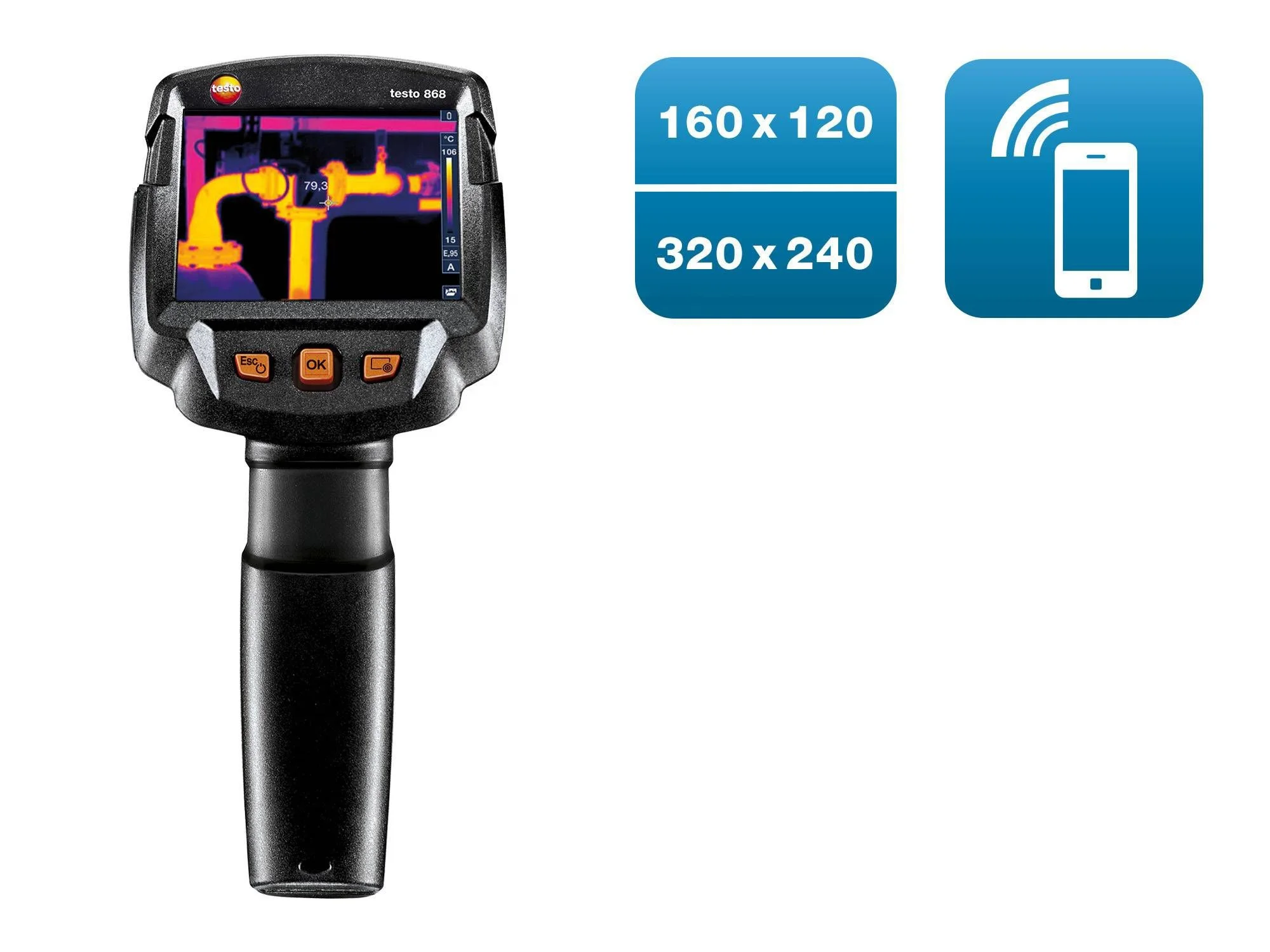 original testo 868 thermal imaging camera order number 0560 8681 with 160 x 120 pixels, App