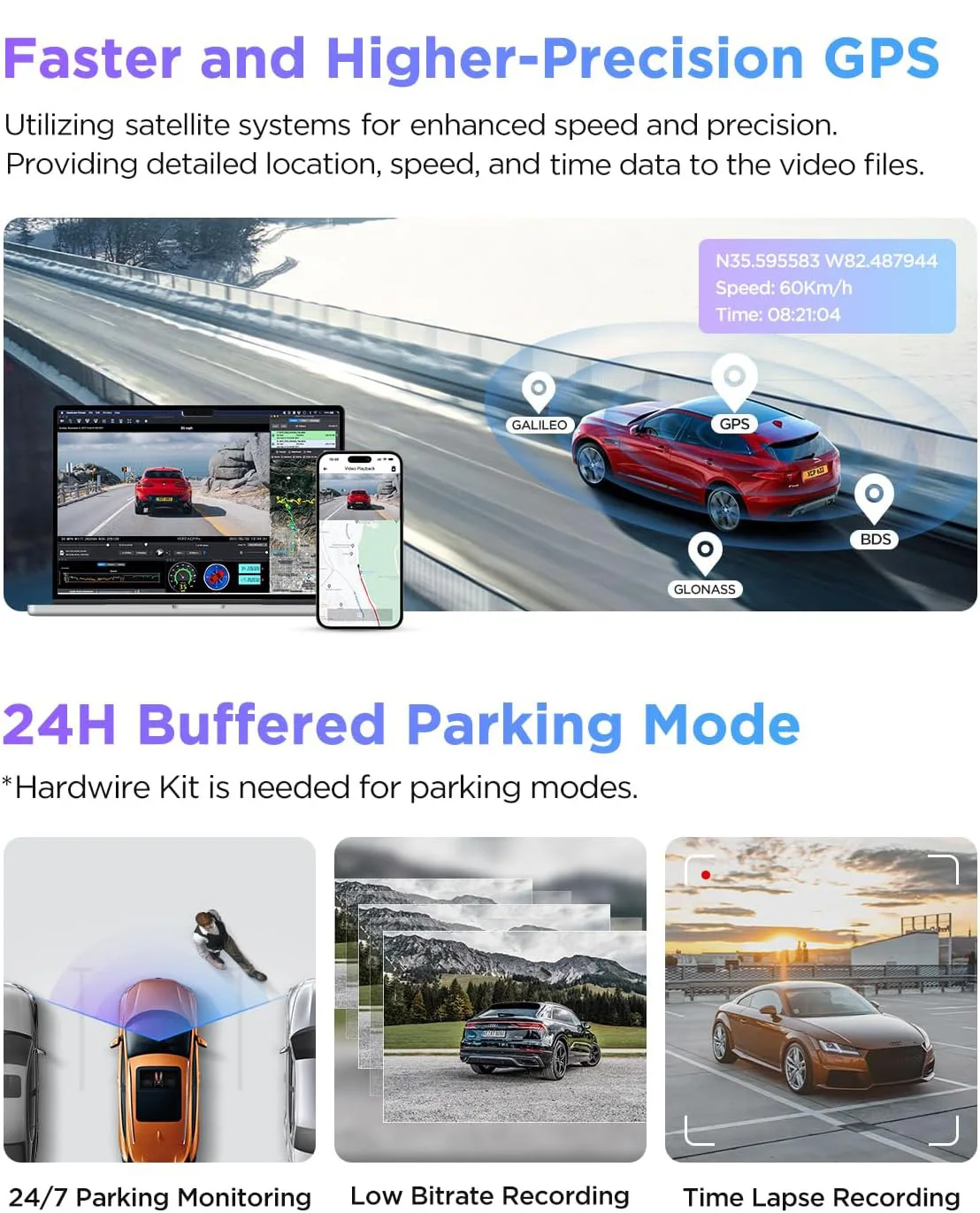 night vision 360 degree lens wifi recorder dual dvr dashboard front and rear dashcam 4k camera dash cam car black box for car