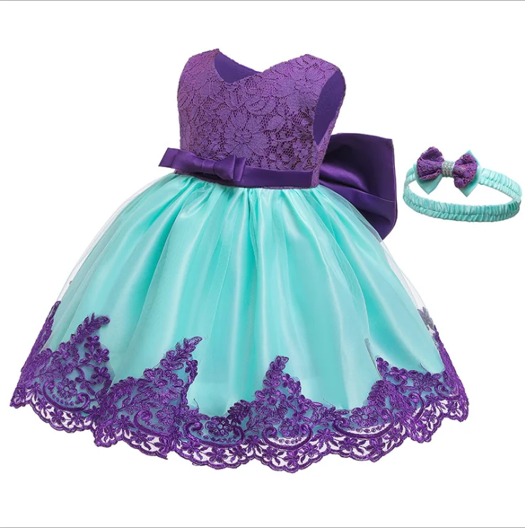D0109  High Quality Kid Frock Design Pattern Lace Flower Girl Ball Gown Kid Birthday Party Dress Wholesale