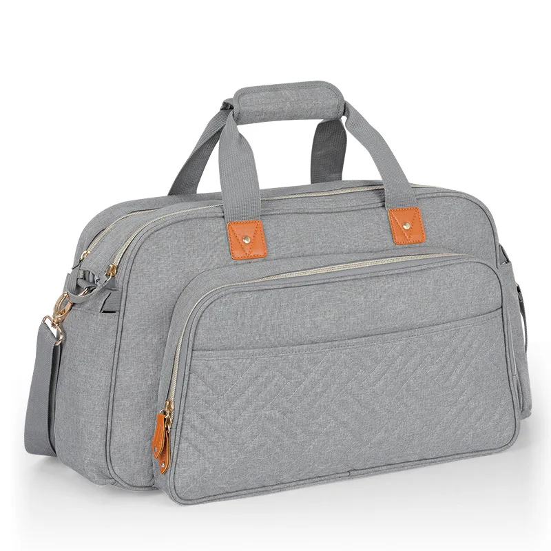 Portable Polyester Mummy Bags Solid Pattern PU Leather Mommy Outdoor Shopping Backpack Baby Diaper Nappy Backpacks