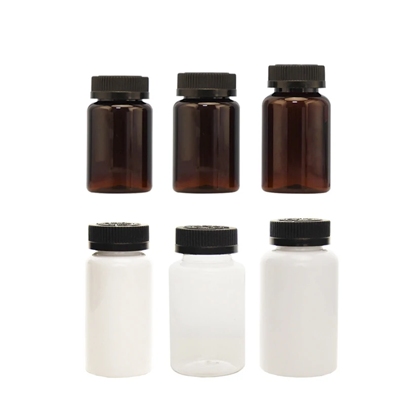 PET Plastic 120ml/150ml   Brown Tablet Bottle Screw Cap Capsules Pill Tablet Packing Bottle