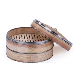 Dim Sum Basket 10 Inch Handmade Bamboo Steamer Two Tier Baskets Bamboo Steamer 12 Inch With Steel Rings