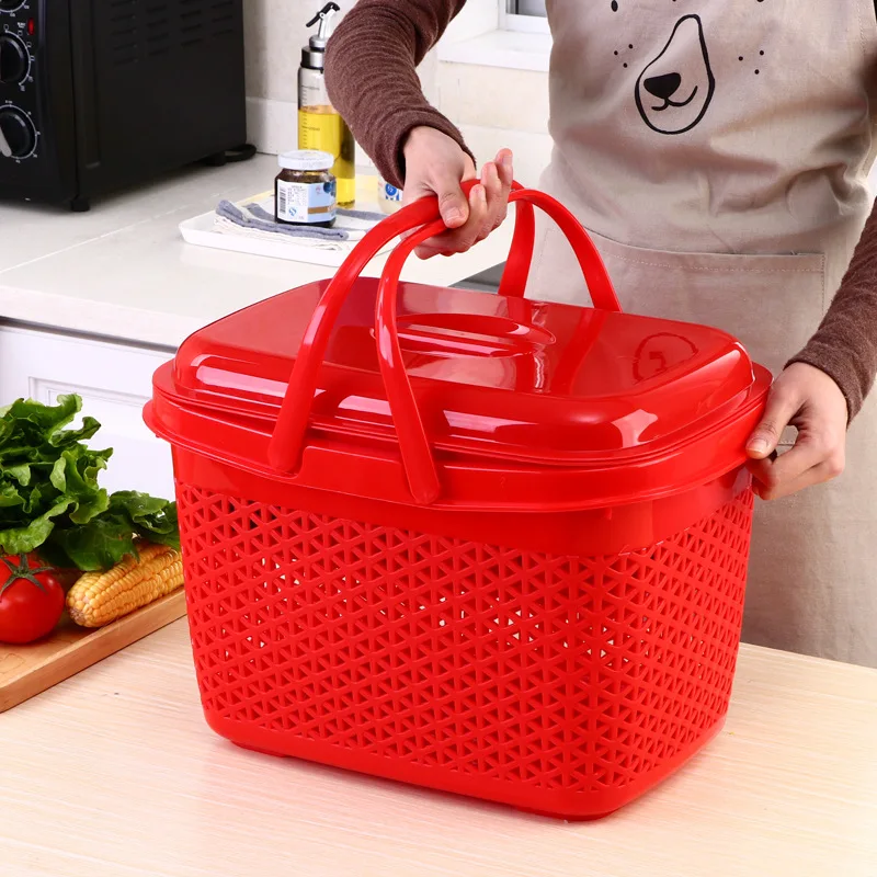 hot selling Multi-colorful New products kitchen plastic basket storage organizer basket with lid