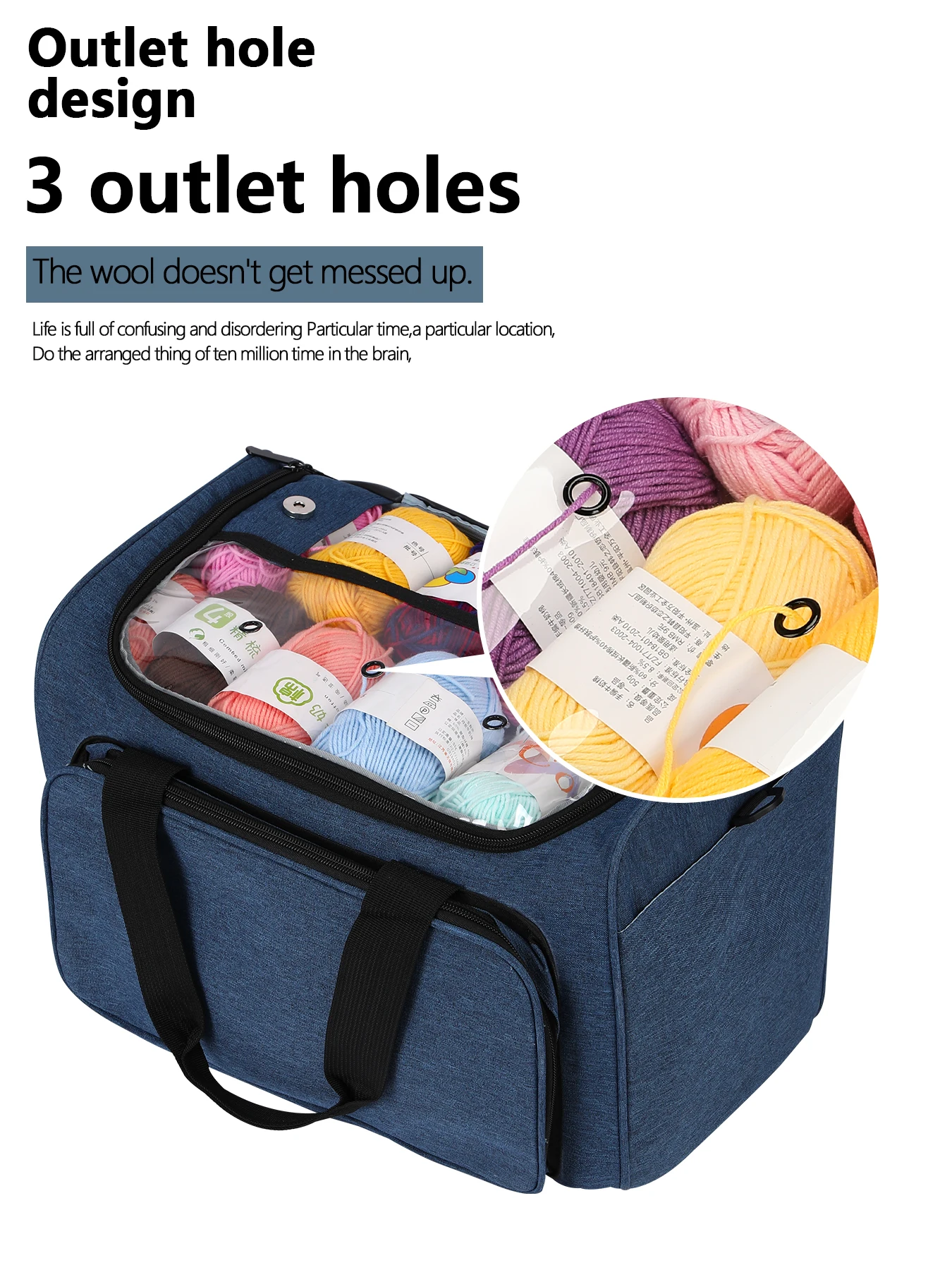 Large Yarn Storage Holder For Needles Crochet Hooks Knit Project Sewing Accessories Knitting Organizer Tote Bag