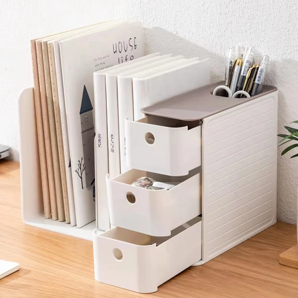 Multi-Purpose Bookshelf Household File Storage Desk Organizer Set Desk Drawer Rectangle Storage Box