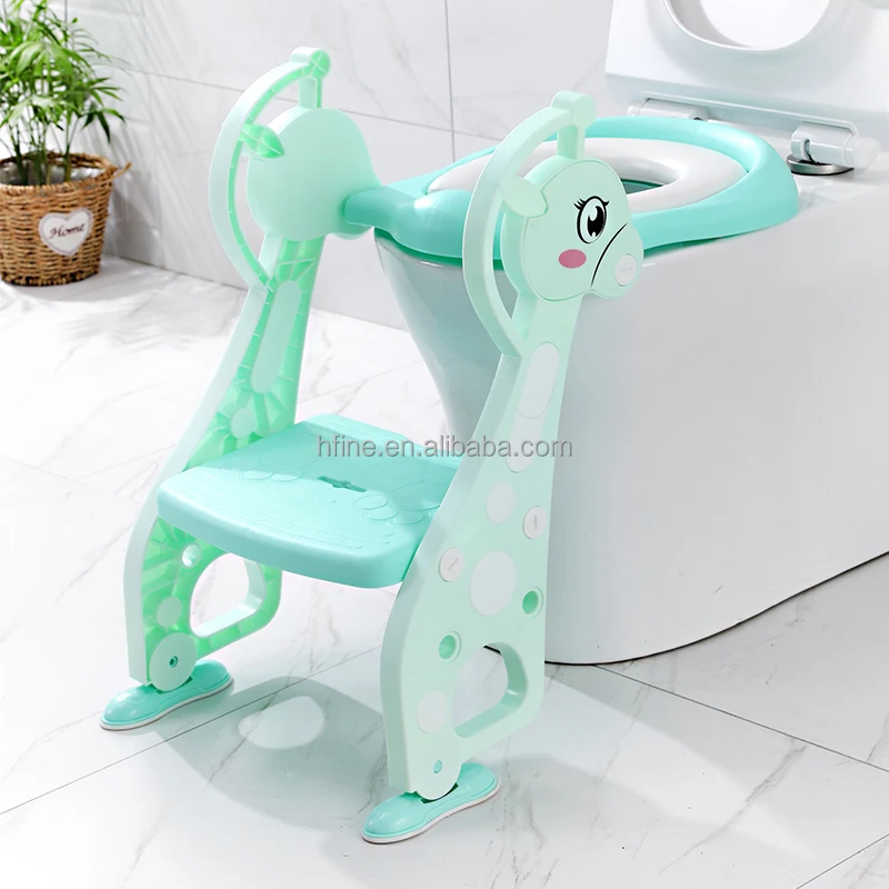 
Cute Fawn pattern design potty training seat with step stool ladder, potty trainer with handles splash guard 