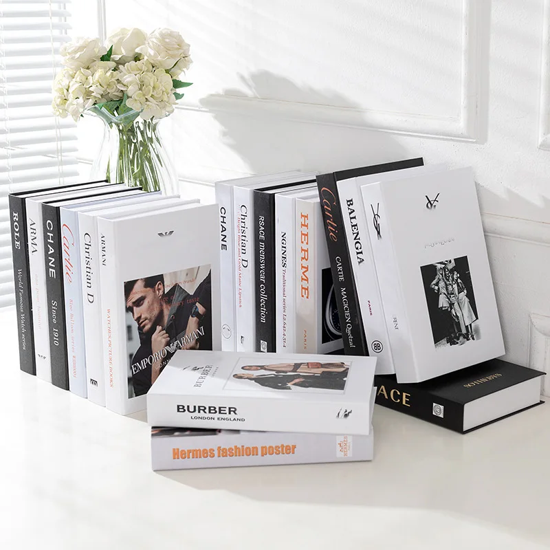 Foldable Fashion Brand Book Box For Hotel Cafe Room Decoration Faux Books Home Display Decorative Books