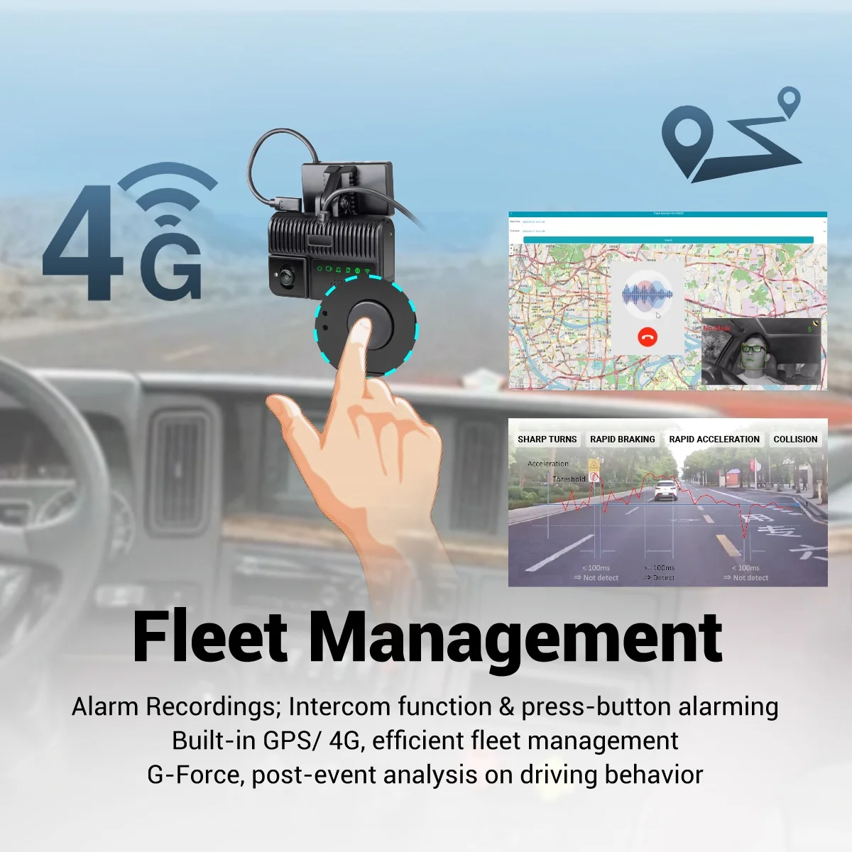 STONKAM Wholesale ADAS DMS Dual Camera Driver Monitoring Dash cam 4g Dash Camera Vehicle Recorder GPS Tracking