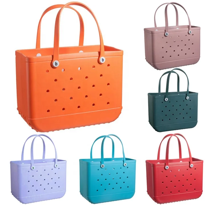 New Casual Beach bag Plastic Shopping Ladies Shoulder Bags Large EVA Eco Friendly Beach Zipper Custom Womens Tote Bags