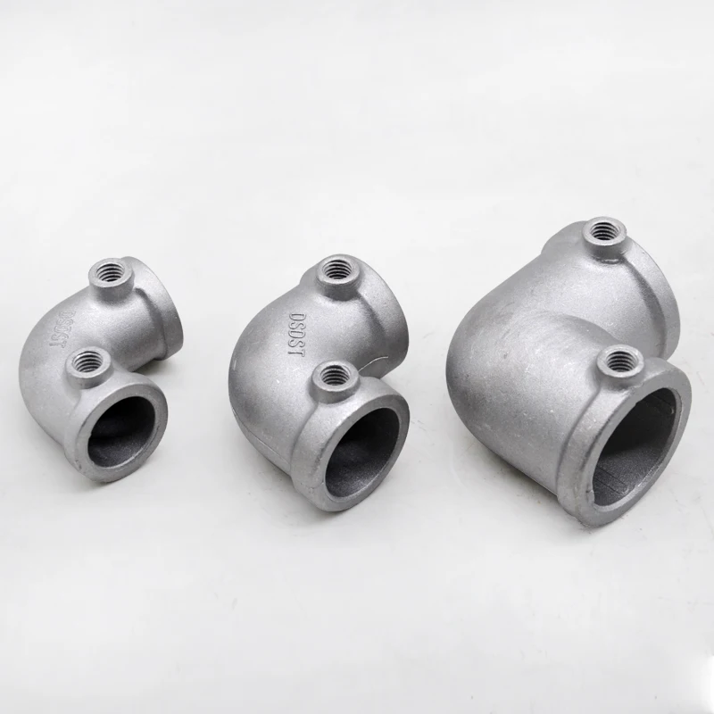 Metal tube fittings round silver chroming 90 degree elbow outer joint connector aluminium pipe joints