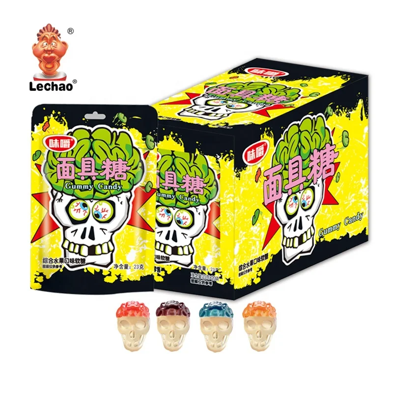 Chinese Sweets Halloween Halal Fruit Flavor Skeleton Gummi Skulls Candy 4D 3D Custom Gummy Candy Bulk Candy