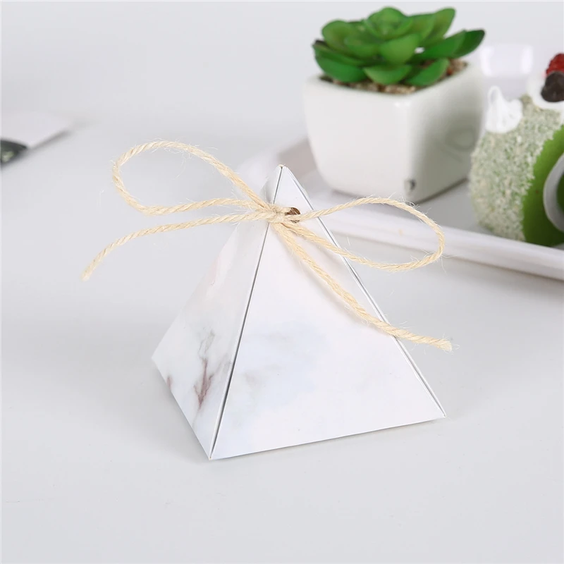 Wedding Candy Box Carton Pyramid Wedding Supplies Gift Wedding Candy Box Baby Show Chocolate Packing With Ribbon