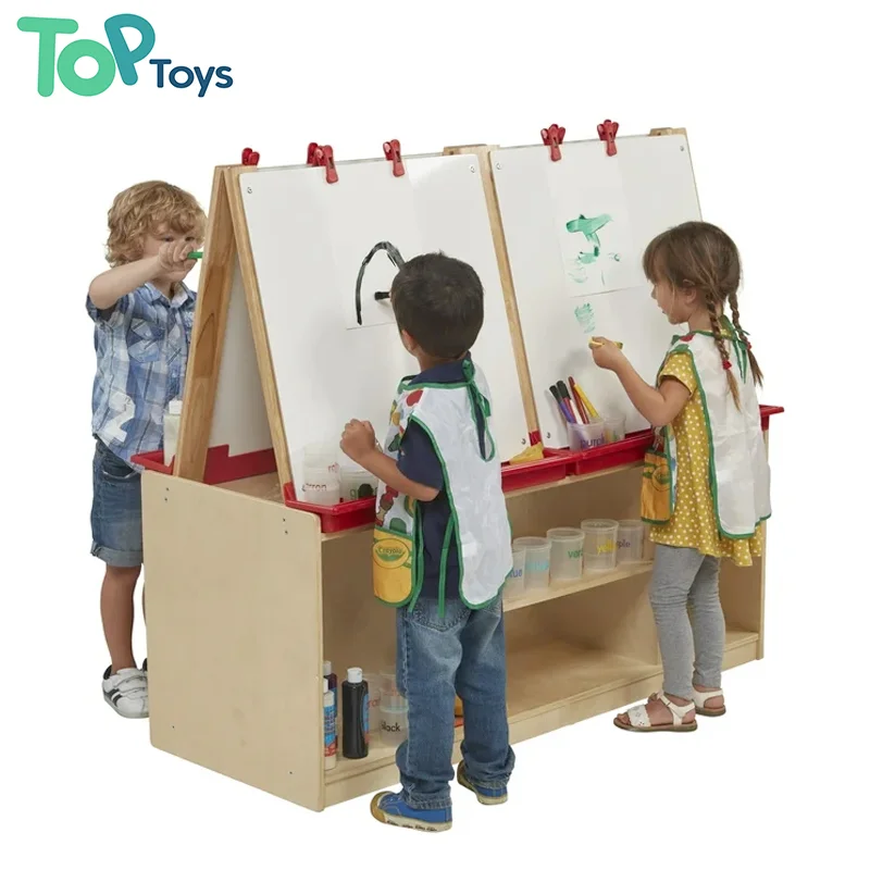 TOP Wooden Art Easel For Children Magnetic Whiteboard Preschool Art Projects And Creative Learning Childcare Center Ffurniture