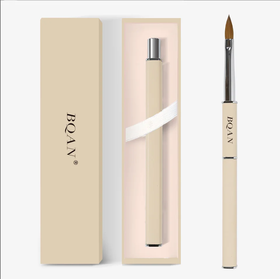 BQAN Short Design Plastic Handle Painting Gel Liner Brush Nail Art Custom Logo Nail Art Brush Set Kolinsky Acrylic Nail Brush