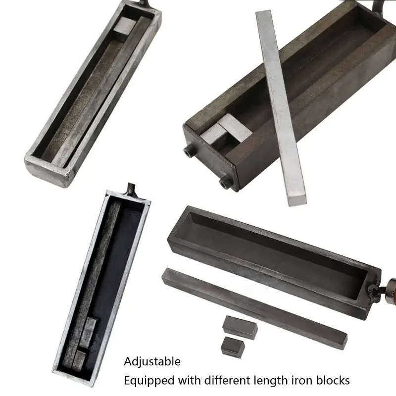 1Pc Bar Silver Gold Ingot Casting Mold with Wood Handle Reversible Jewellery Gold Silver Iron Wire Rectangle Casting Mold