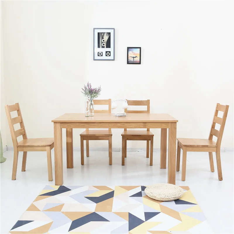 Cheap Factory Price Nordic Style Beautiful Design Minimalist Strong Solid Wood Luxury Chunky Dining Table