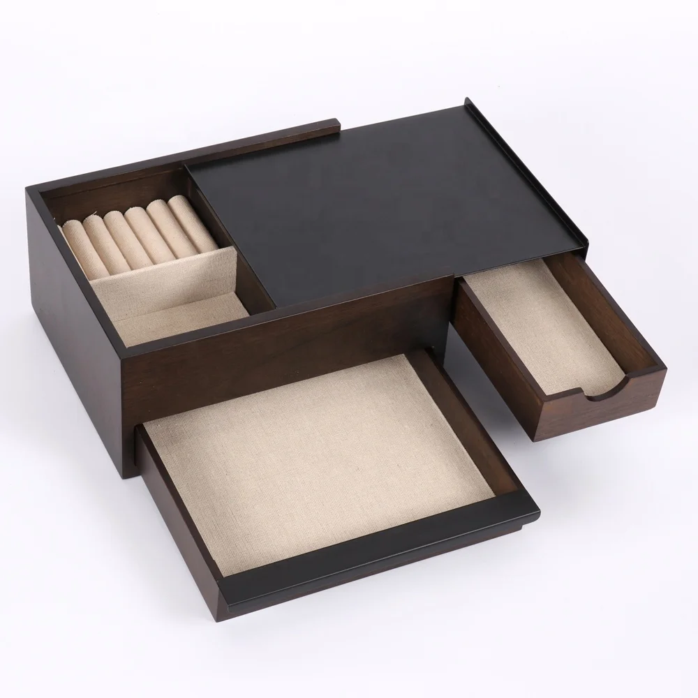 FUREN Modern Keepsake Storage Organizer with Hidden Compartment Drawers for Ring Bracelet Watch Necklace Earrings Jewelry box