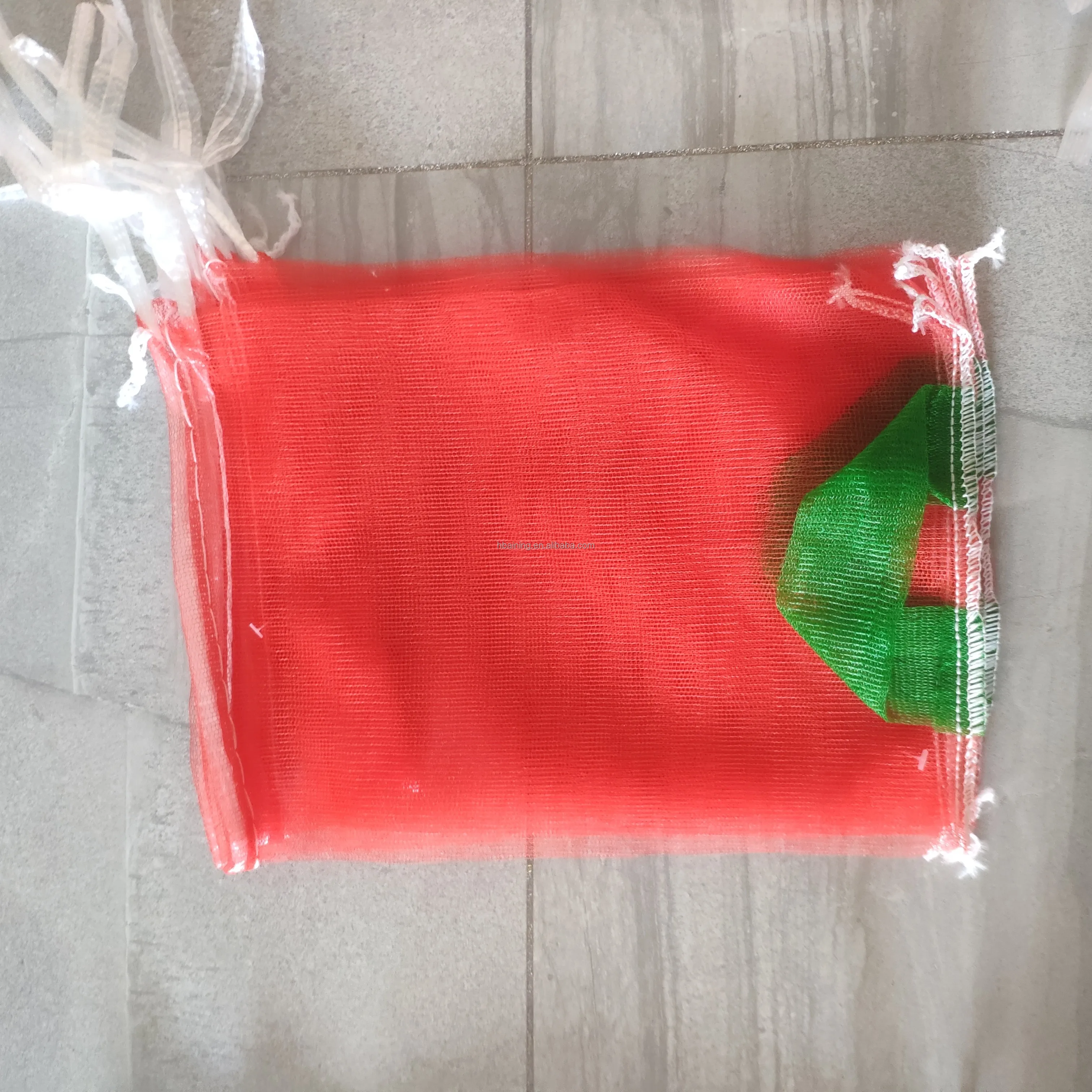 5kg 10kg 25kg 30kg 50kg Red PE Leno Vegetables Netting Mesh Bag Pe Monofilament Bags Raschel With Drawstring