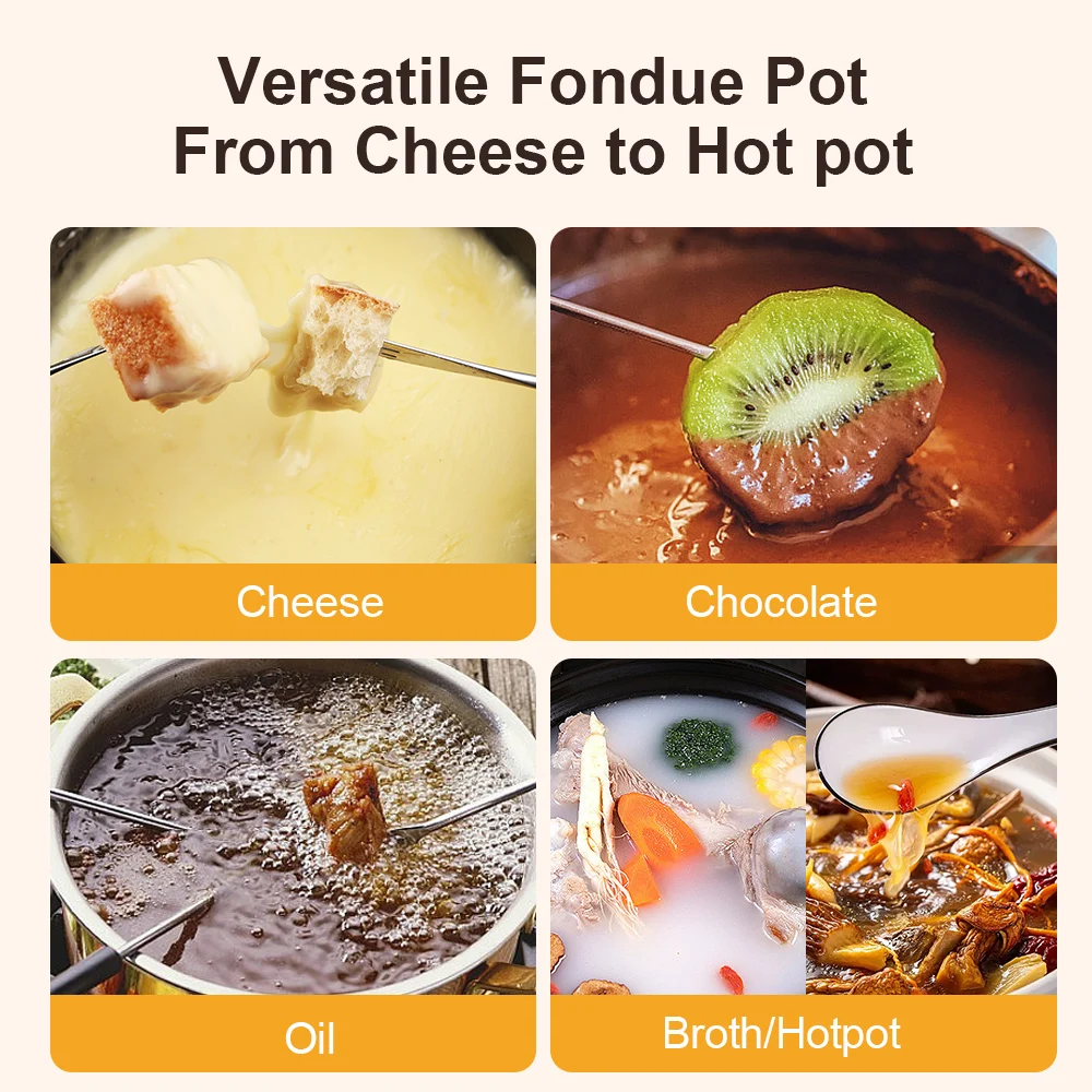 Family party First choice Electric Fondue Pot with 8 Forks Chocolate cheese Fondue melting pot