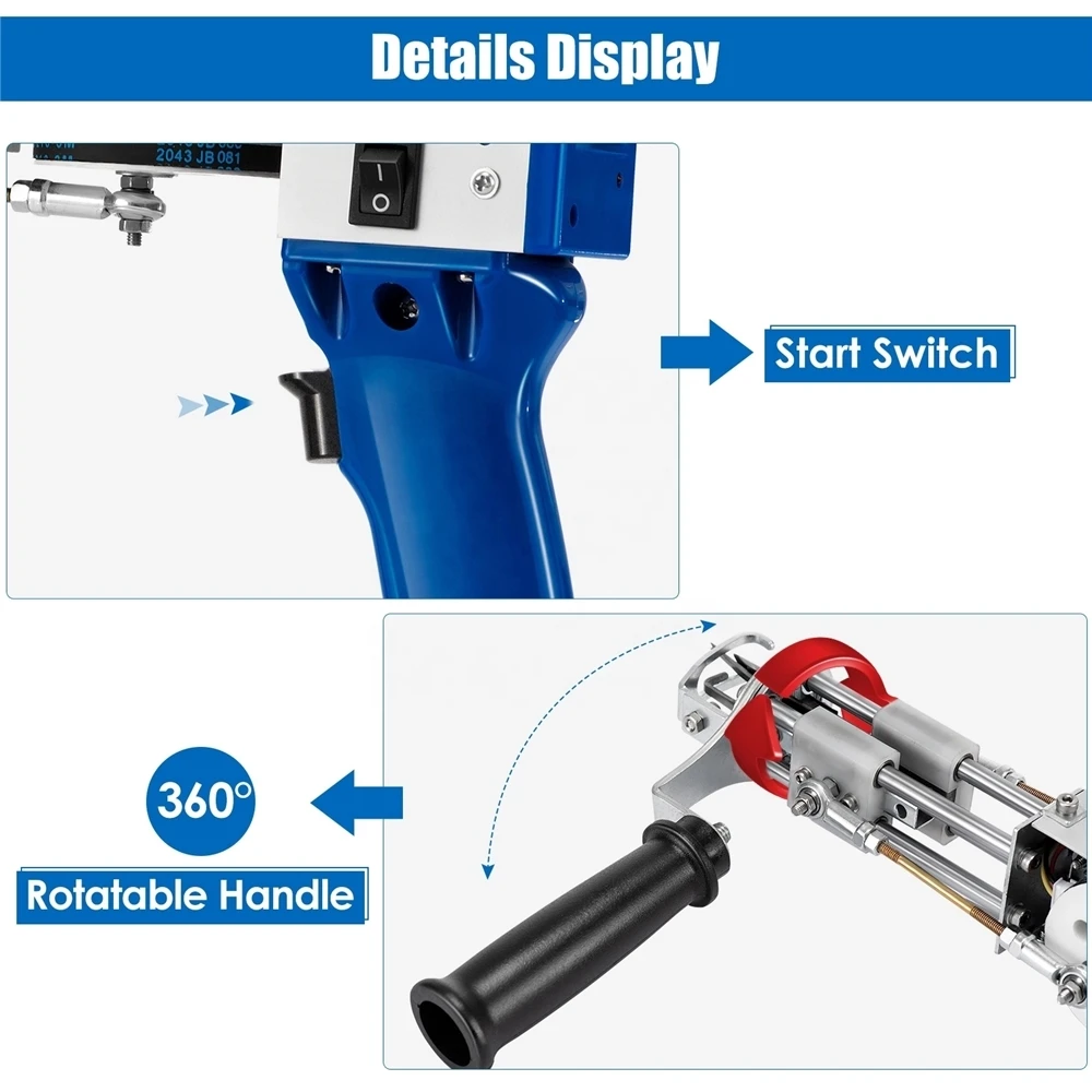 2 in 1 Tufting Gun with Cut Pile and loop Pile Rug Carpet Making Machine Dark Blue