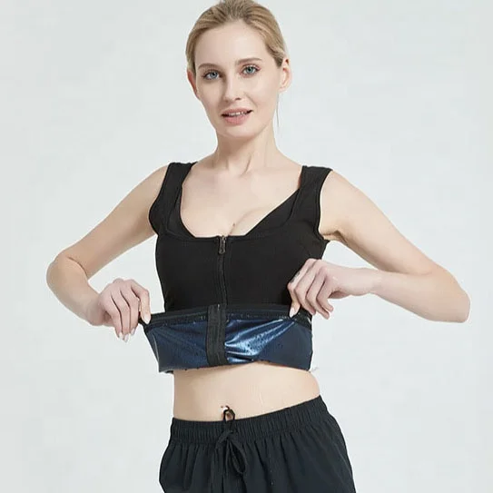 Men and Women Front Zip Sweat Suit Body Shaper Waist Slimming Vest Lose Weight Polymer Sauna Sweat Waist Shaper