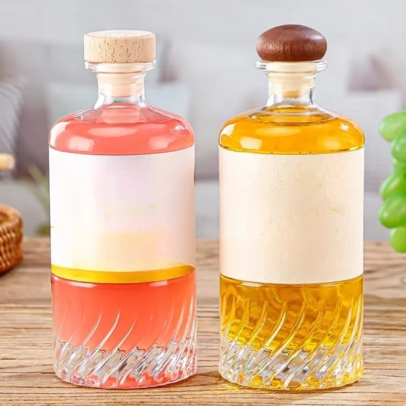 500ml Glass Spirit Bottle Wine Bottles for Gin Whisky Rum Vodka With Stopper Cork and Screen Printing Surface
