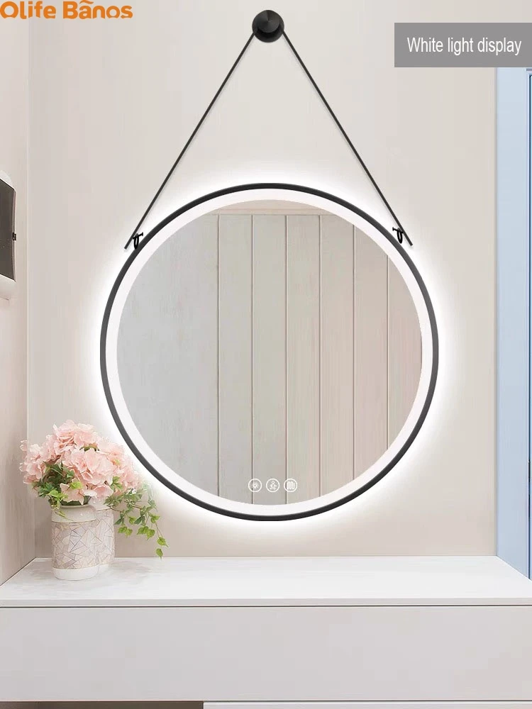 High Quality LED Mirror Defogger Magnifying Espelho Smart Touch Screen Bathroom Mirror with Gold Black Frame