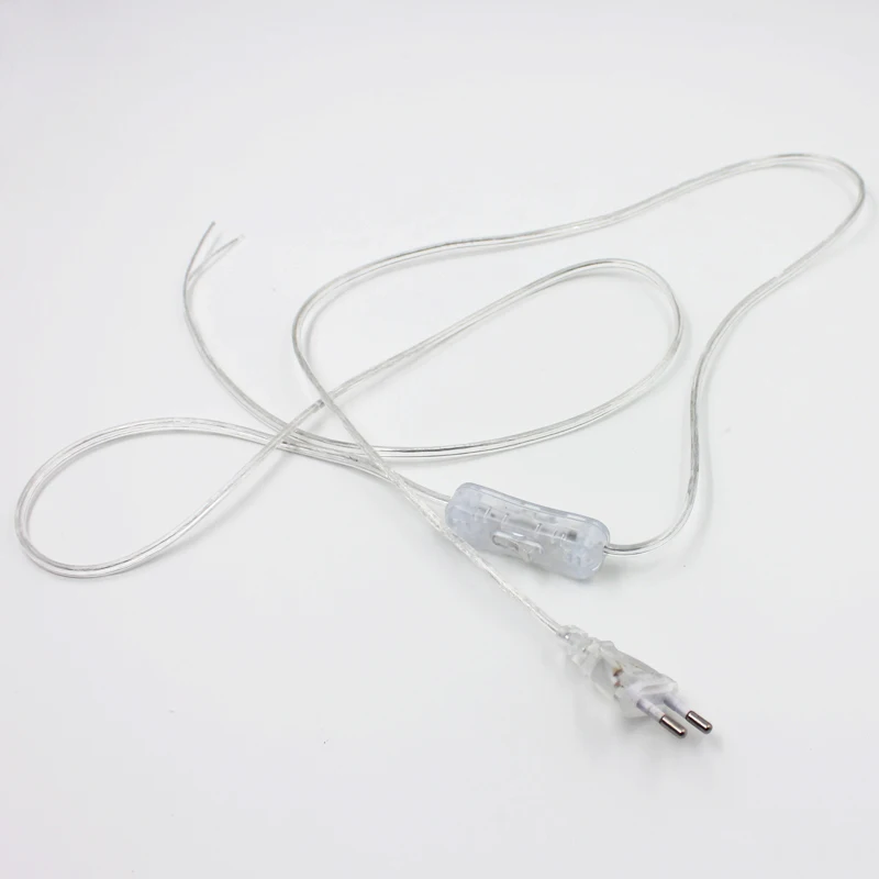 Hagood 2 line Cable 1.8m On Off Power Cord For LED Lamp with Button switch EU/US Plug Light Switching Transparent Wire Extension