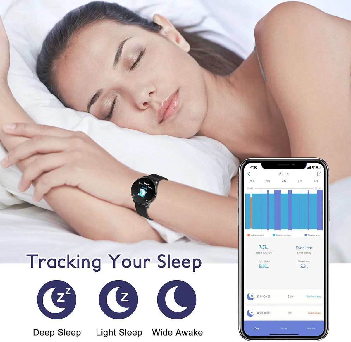 w8 women men smart watch with metal  straps band bracelet ladies Weather Forecast Fitness sports tracker heart rate