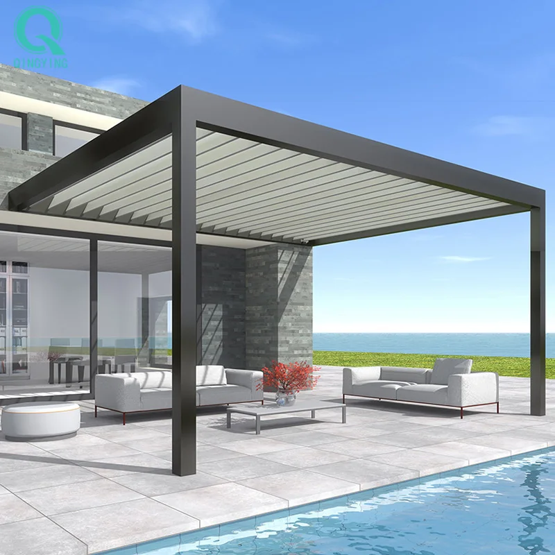 QINGYING motorized backyard bar pergola outdoor winter gazebo