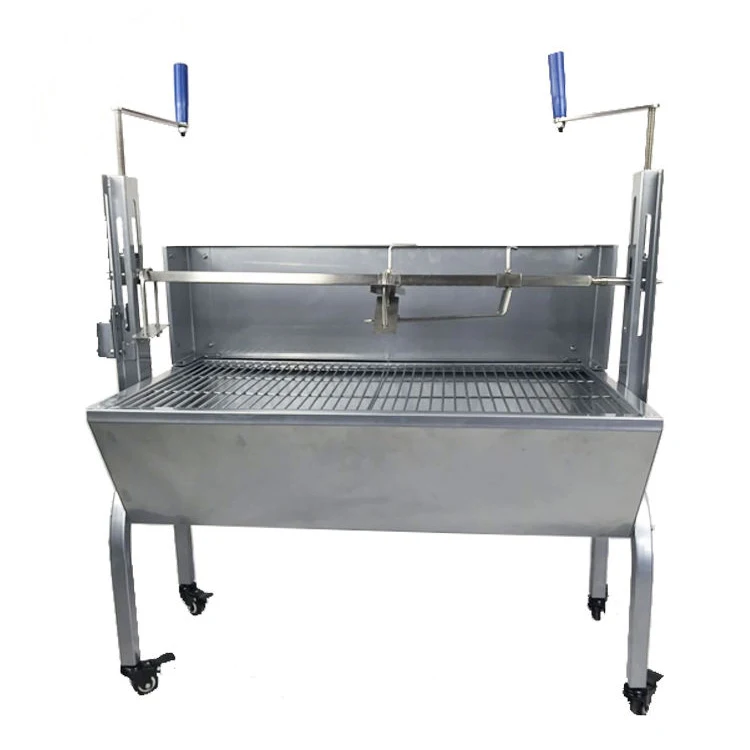 Rotisserie Grill Machine Stainless Steel Roaster Adjustable Rotating Charcoal BBQ Grill for Pig Lamb Outdoor Party Barbecue