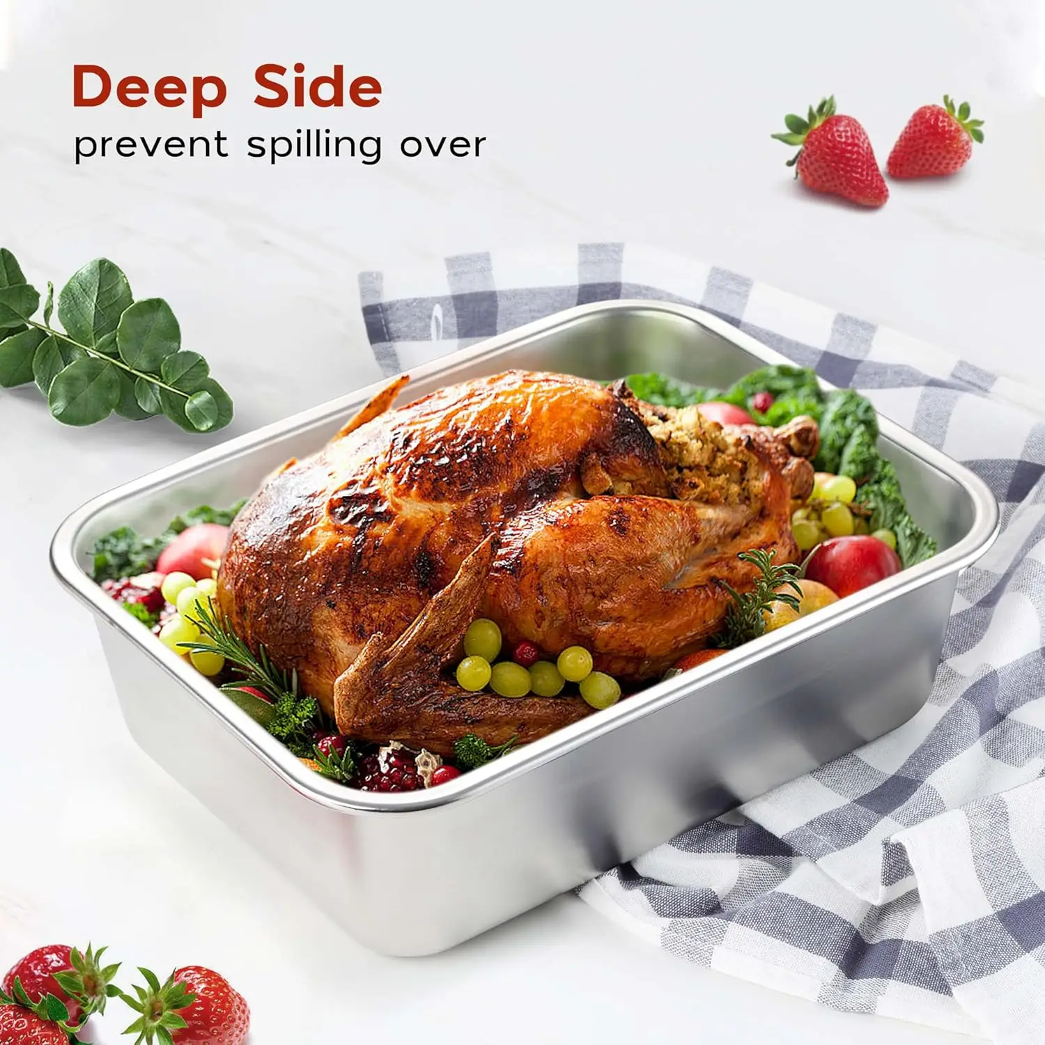 45*35cm Food Grade Rectangle Deep Roasting Lasagna Baking Dish Stainless Steel Cake Pan Baking Pans Steam Hotel GN Pan For Oven