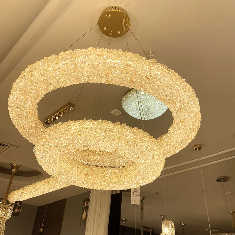 Luxury Crystal Chandelier Lamp For Hotel  Lobby Villa Banquet Hall Weddings Tables Oval Crystal Chandelier