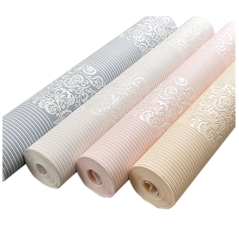 Striated flower wall wallpaper elegant decoration Eco-friendly non-woven 3D designs wallpaper