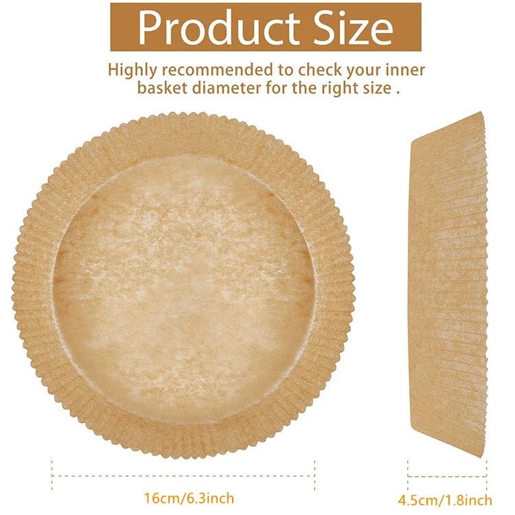 16cm 20cm Air Fryer Disposable Paper Parchment Wood Pulp Steamer Baking Paper For Air Fryer Cheesecake Air Fryer Accessories