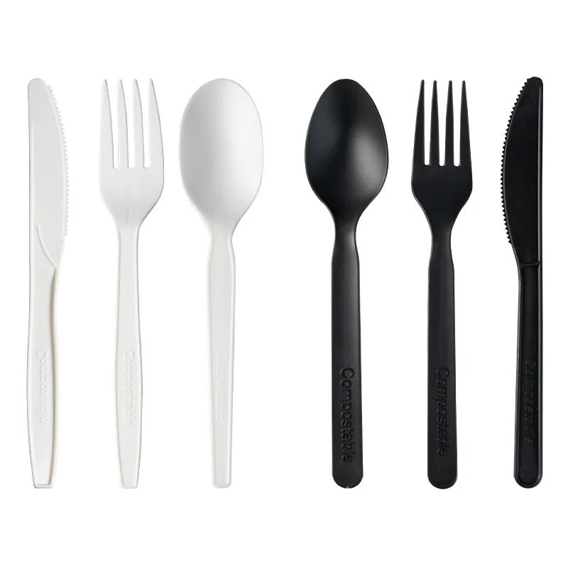 Disposable knife, fork and spoon set with issue PLA packaged takeaway degradable CPLA cutlery