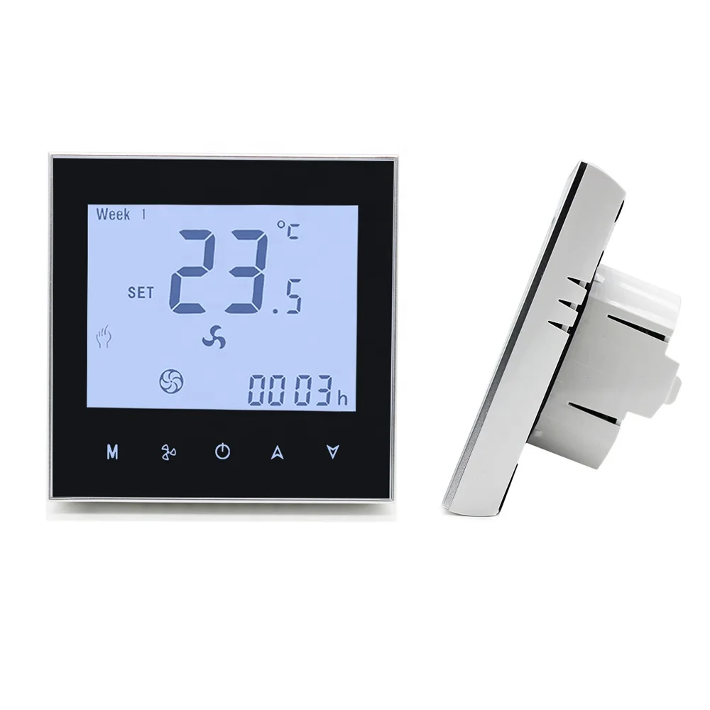HVAC WF01 2Pipe 4Pipe Temperature Controller Wifi Tuya Smart House 3 Speed Fan Coil Thermostat