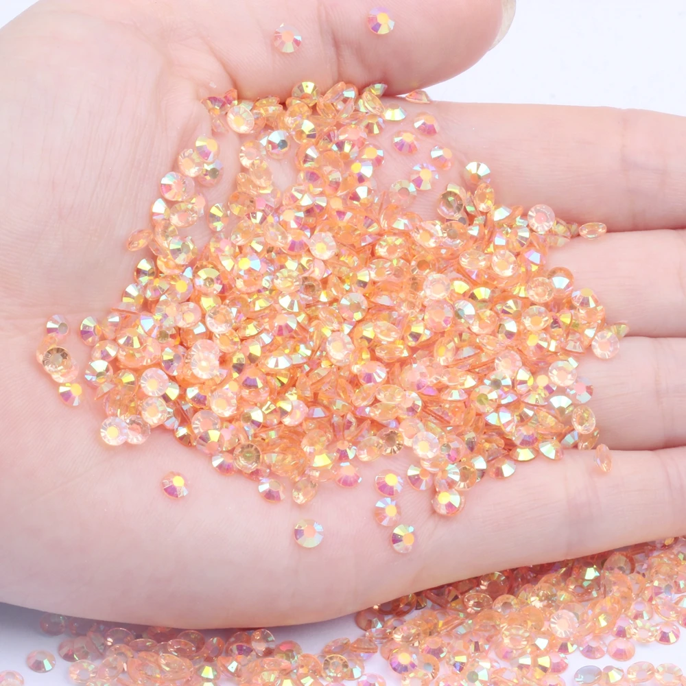 Sell Well 2-6MM Mix Size 1000PCS Flatback Clear AB Glue On Resin Rhinestones For DIY 3D Decorations Bulk Crystals Shoes