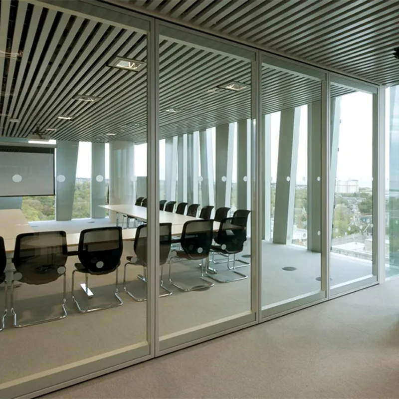 Office Furniture Single and Double 10Mm Tempered Soundproof  Glass Partition Wall Systems Price