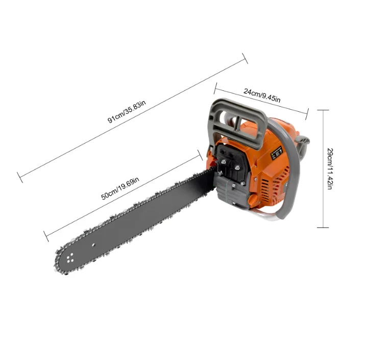 High Quality 50cc Gasoline Chainsaw 2kw Petrol 49.3cc 2 Stroke Heavy Engine CE Approved CS5060 Oregon Chain Wood Cutting New