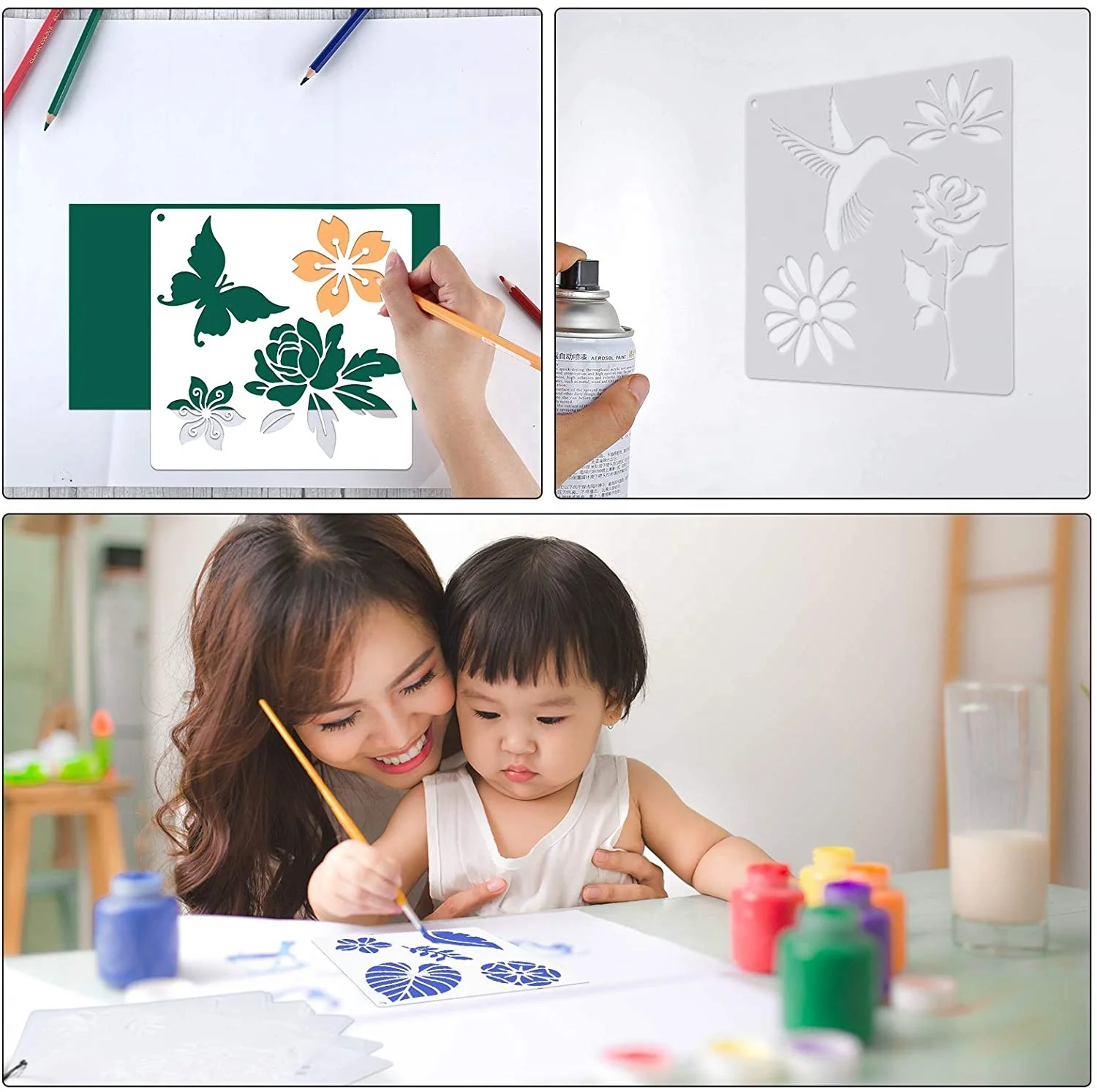 Flower Stencil Template for Painting Reusable Stencils Drawing Template DIY Painting Stencils