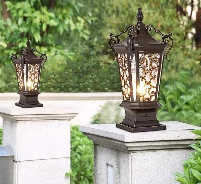 High quality and high brightness garden pillar lamp Ip65 waterproof electric E27 door pillar lamp European style pillar lamp