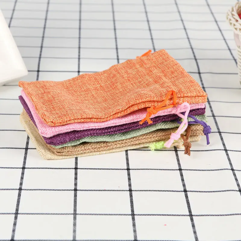 cheap jute bag burlap shopping bags with drawstring new style small colorful gift bags drawstring