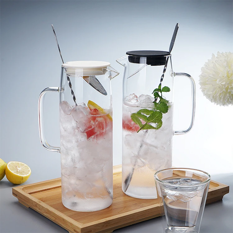 1.5l Glasses Cold Water Bottle Kitchen Kettle Jars Heat Resistant Glass Water Pitcher Coffee Tea Pot Transparent Decanter Jug