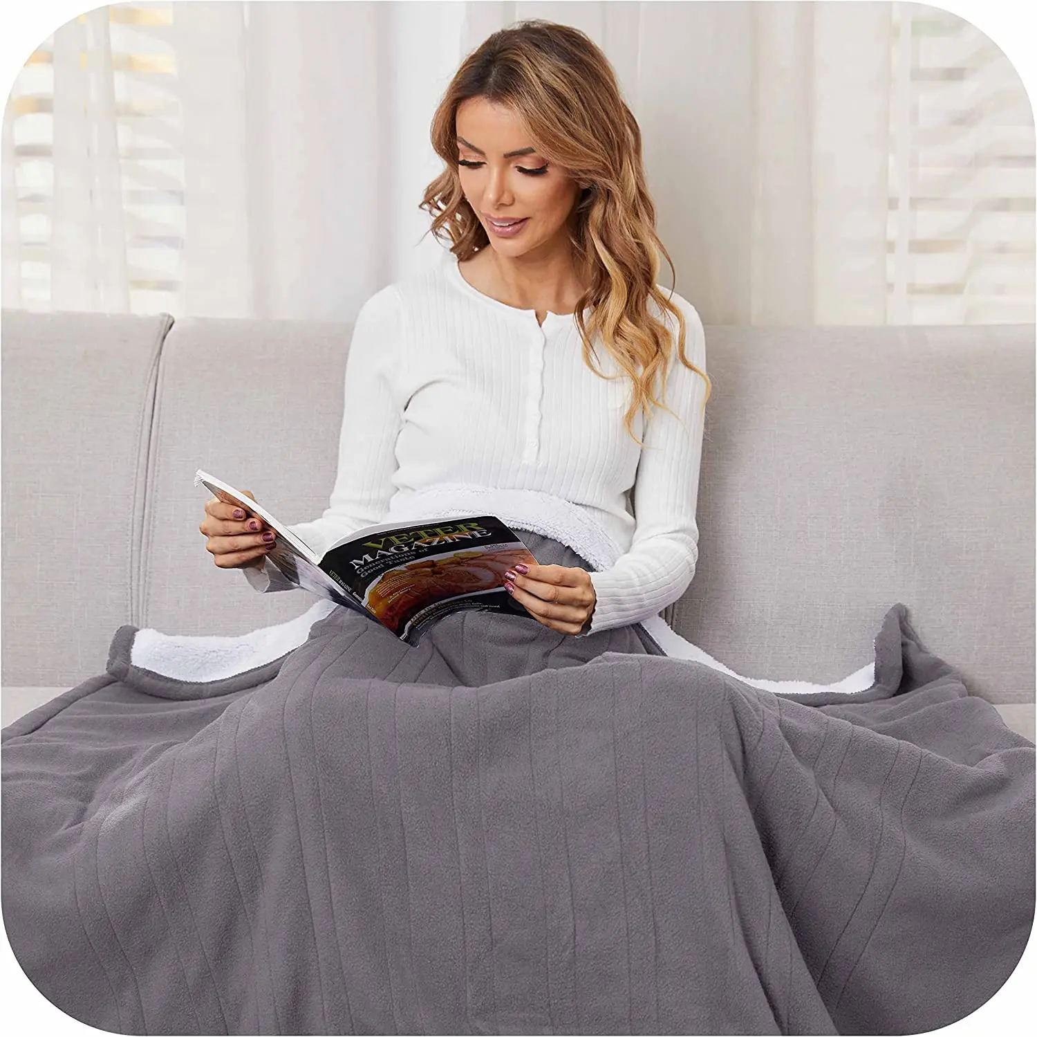 Warm Luxury Adjustable Heated Throw Blanket Soft Fleece Washable Electric Blanket
