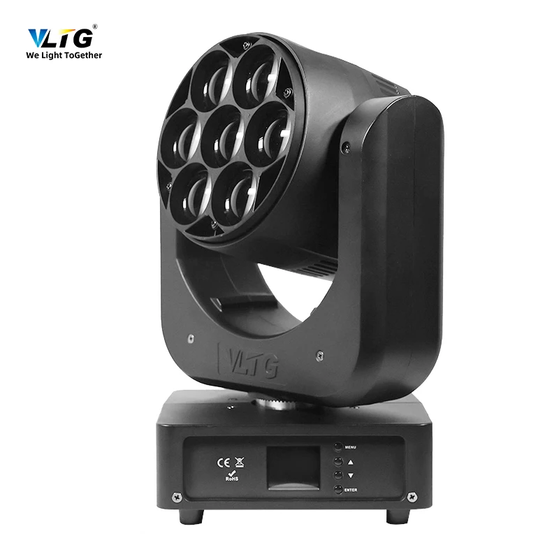 LED 7*40W bee eyes Wash Lights Moving Head Spot Light Lighting Console Beam Clamp Hook For Spider Party 5 Beams RGBW Stage