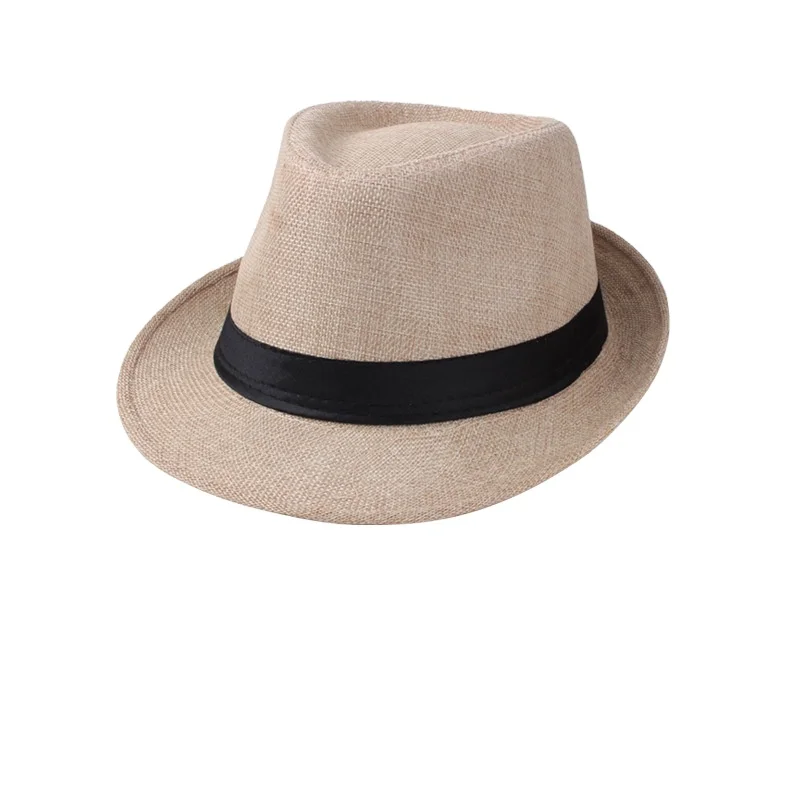 Spring and Summer Fashion Straw Hat Solid Linen Material Gift Hat Casual Couple Sunscreen Sunshade sunHat Straw Knitted Jazz Hat